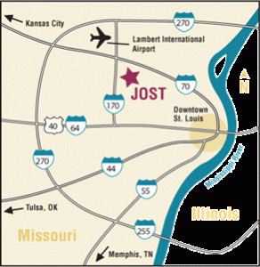 Directions from Lambert Airport to Jost Chemical